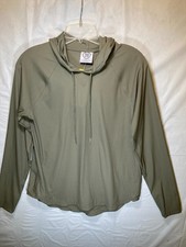 Sage Collective Women  s Gray Hoodie, Thumbholes, Ribbed 4-Way Stretch Pullover S