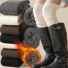 1-2pairs White Long Tube Knee High Socks for Women, Autumn and Winter Pure Cotto