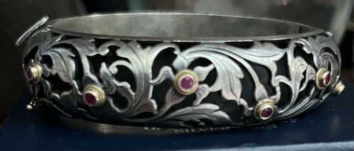 Gerochristo Sterling Silver With 18k Gold And Rubies Bracelet