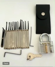 Lockpicking Practice Set – 15 PCS Stainless Steel Tools with Transparent Trainin