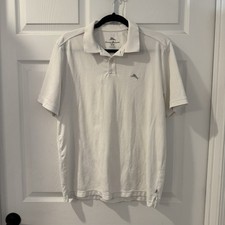 Tommy Bahama Polo Shirt Mens Medium White Supima Cotton Blend Marlin Logo Golf