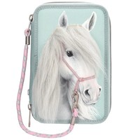Miss Melody 3 Fach Federtasche Mit Pferdekopf Applikation