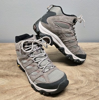 Merrell Hiking Boots Women 9 Wide Tan/Gray Moab 3 Mid VB Sole Comfort Falcon