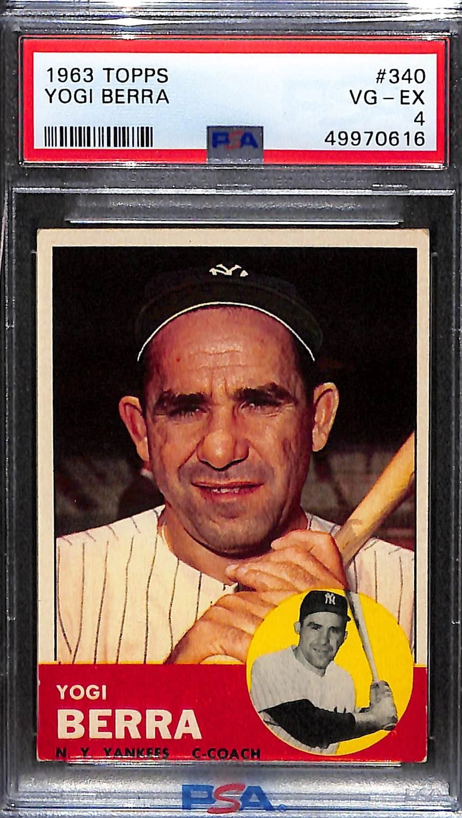1963 Topps #340 Yogi Berra - Yankees - PSA 4