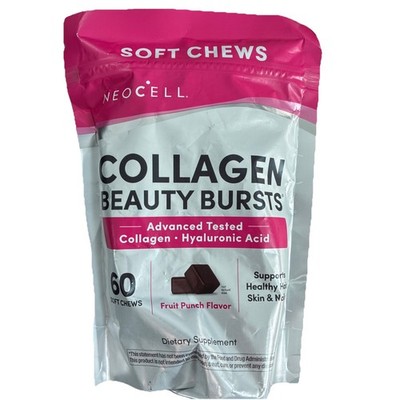 NeoCell Collagen Beauty Burst Soft Chews 60 Count Fruit Punch Flavor Exp. 1/28
