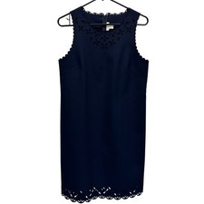 J. Crew Blue Laser Cut Detailed Sheath Dress Scallop Edges Size 8P