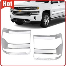 L+R Side Headlight Trim Bezel Cover Chrome for 2016-2018 Chevy Silverado 1500