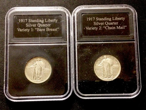 1917 Standing Liberty Silver Quarter Type 1 And Type 2! Slabbed! ENN Coins