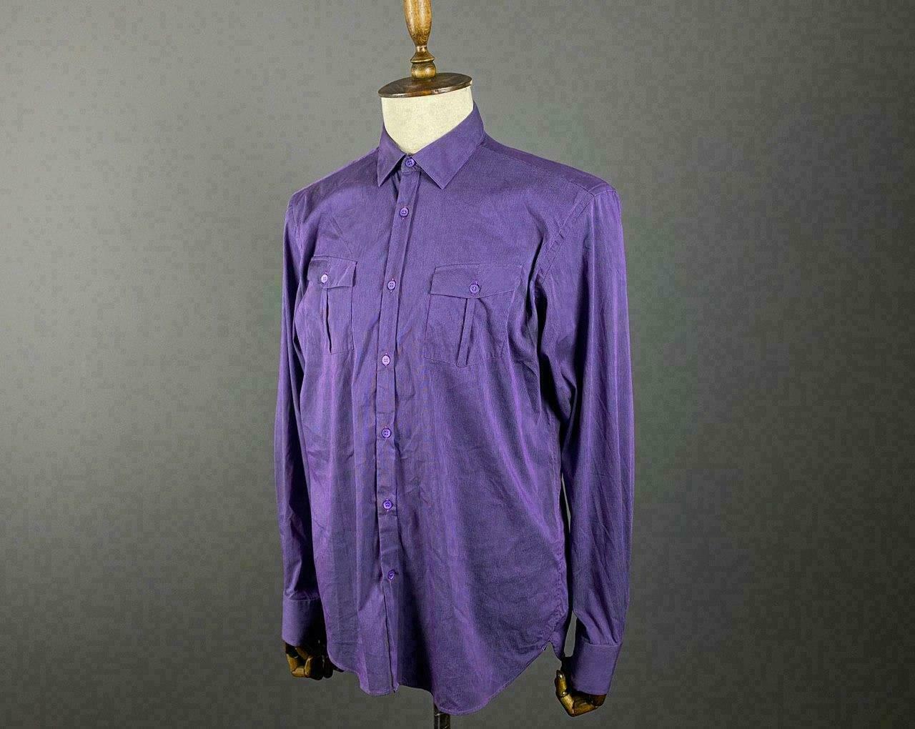 Men Ted Baker London Purple Double Pockets Button Up Long Sleeve Shirt Size 4