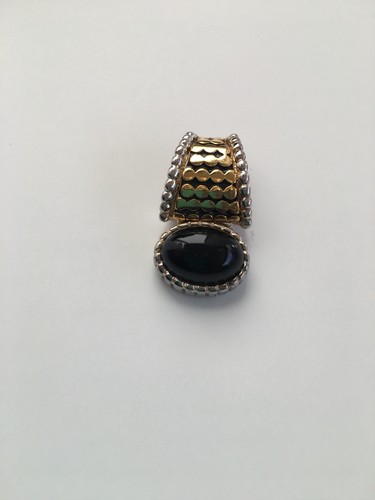 Premier Designs Jewelry Pendant. Gold/Silver plated with Black Cabochon. Mira - Picture 9 of 10