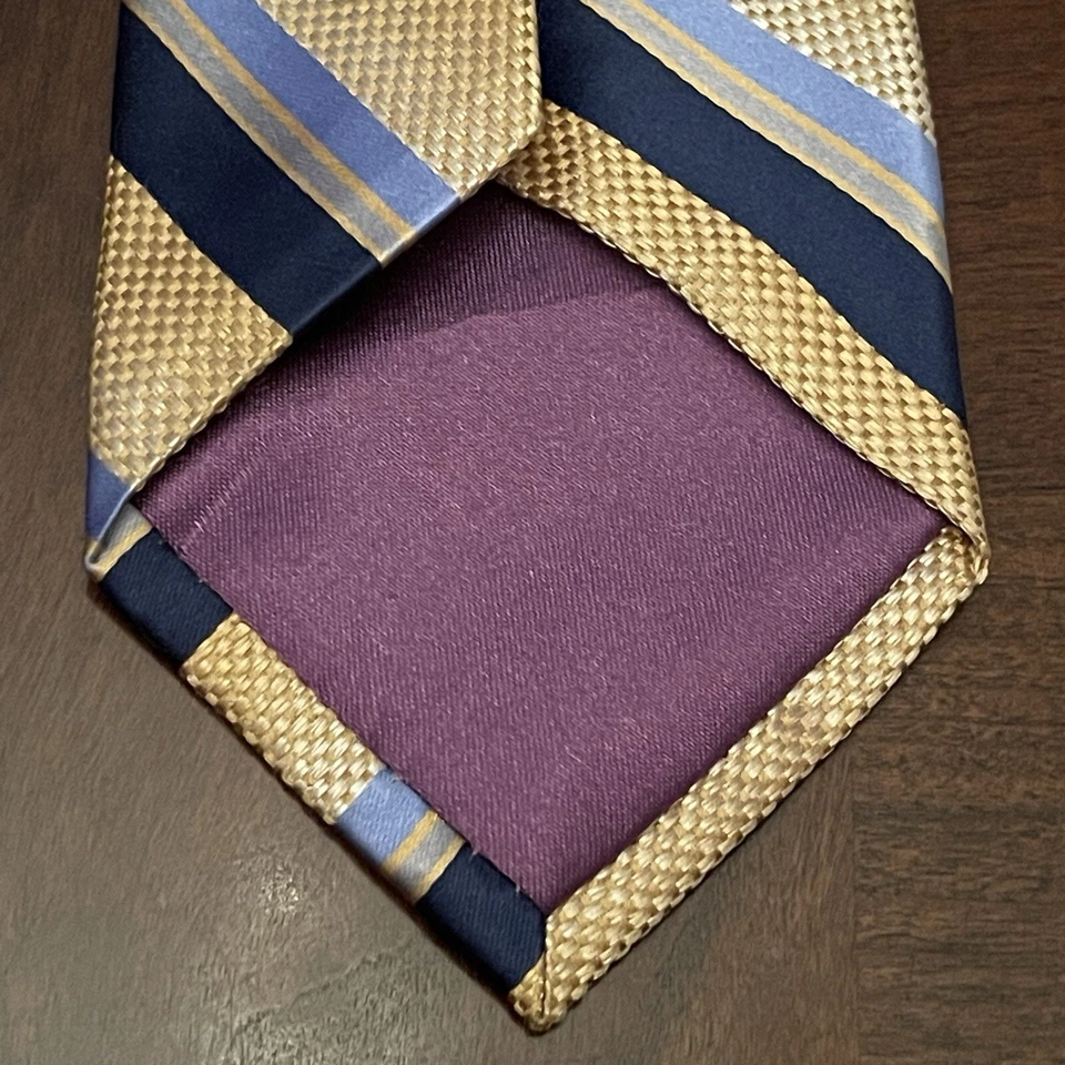 Corbata Birmania Bibas dorada azul 100 % seda para hombre hecha en China Foto 2 de 4