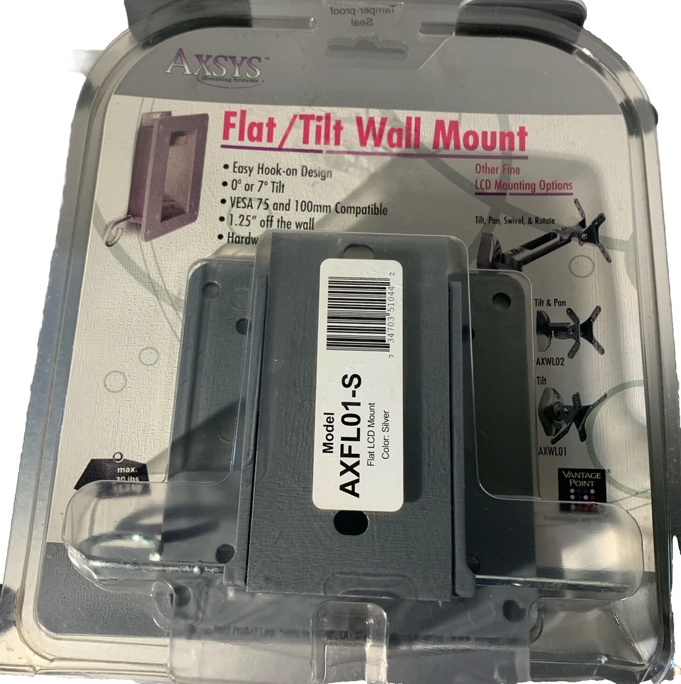 Vantage Point AXFL01SLCD Flat LCD Wall Mount - Silver Discontinued (J) - Image 2 of 3