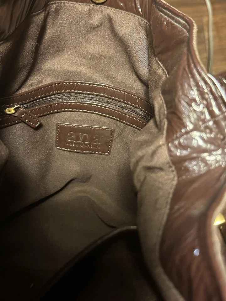 A.N.A A New Approach Marrón Cuero de Vaca Gamuza Cuero Cartera Bolso de Mano Marrón Nuevo con Etiquetas Foto 4 de 4