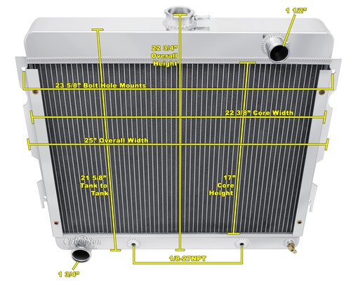 2 Row RS Champion Radiator W/ 16" Fan for 1970 - 1972 Plymouth Valiant Big Block - Picture 9 of 9