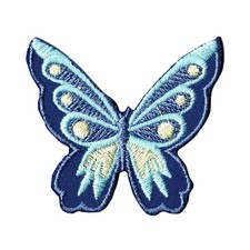 Blue Butterfly Embroidered Iron-On Patch - Elegant Nature-Inspired Design
