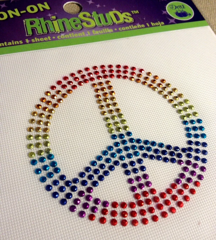 DRITZ Iron On RhineStuds - PEACE SYMBOL – 1 Sheet - Image 2 of 2