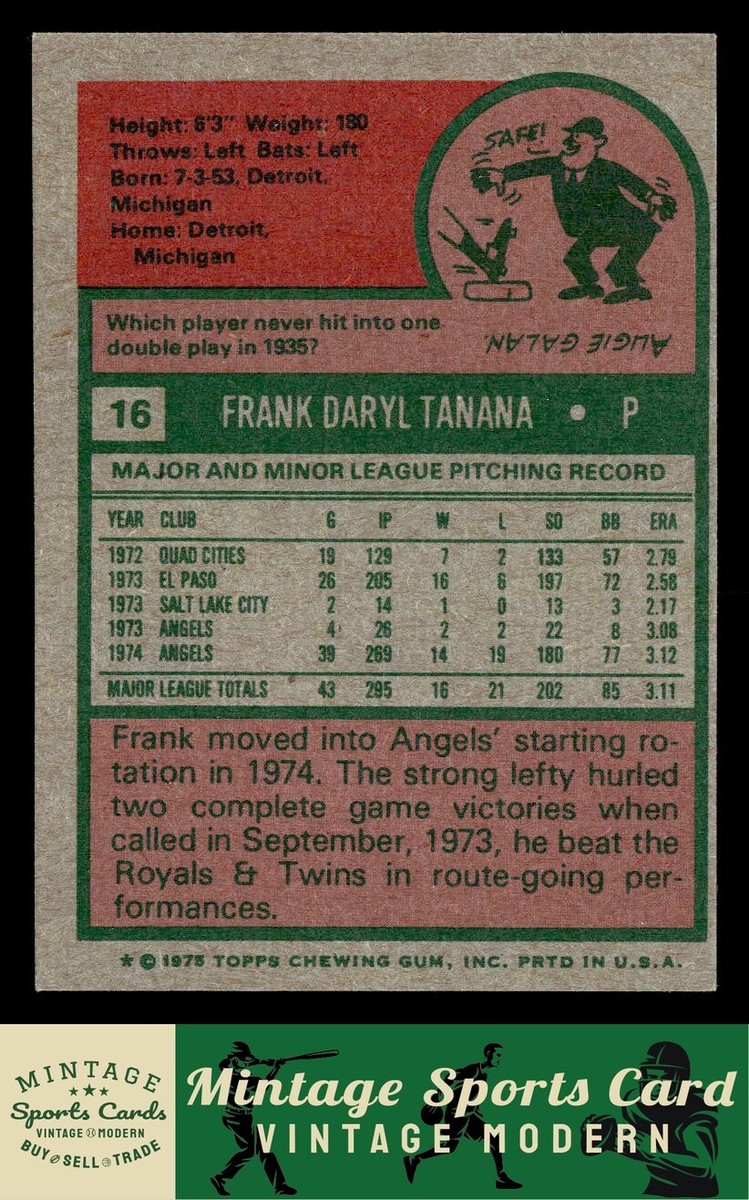 renanaページ 1975 Topps - Frank Tanana - #16 California Angels | eBay