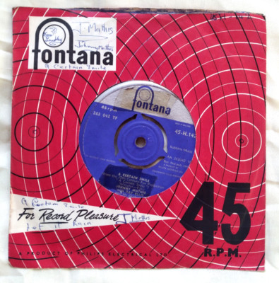 JOHNNY MATHIS & RAY ELLIS A Certain Smile / Let It Rain UK Fontana 7'' vinyl pop