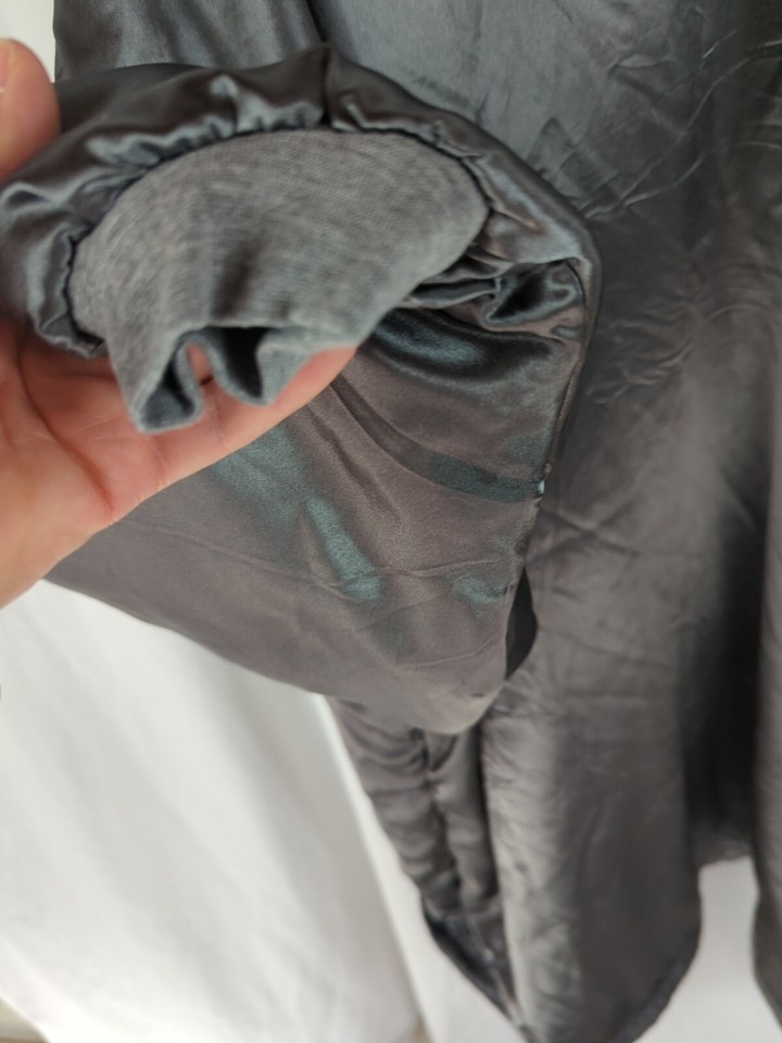 Kitsch Glazey Satin Hoodie Loungewear Charcoal Wearable Blanket Pockets