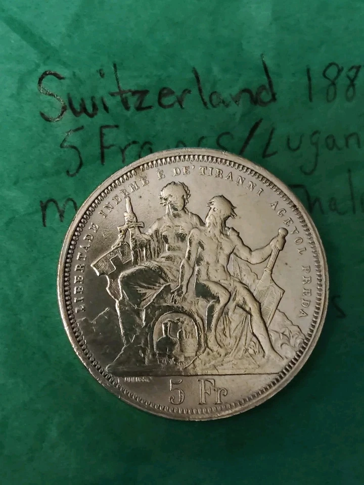 Switzerland Federal State 1883 Solid Silver Commemorative MedalThaler 26.2 Grams - Image 3 of 4