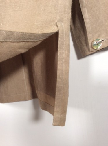 Saks Fifth Avenue BLAZER Womens MEDIUM PETITE 100% LINEN Shoulder Pads Pockets - Picture 7 of 9