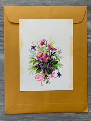 BETTER THAN THE DAY BEFORE Pink Purple Flowers 5.5x7.5'' Greeting Card Art C9618
