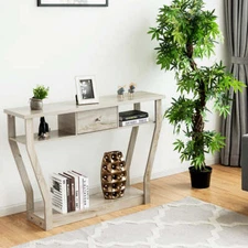 NNECW Modern Entryway Table with Storage Drawer for Office-Grey
