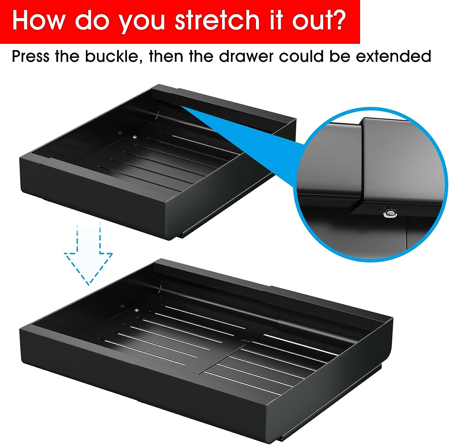 Pull Out Organizer, Expandable(11.7"19.7") Heavy Duty Slide