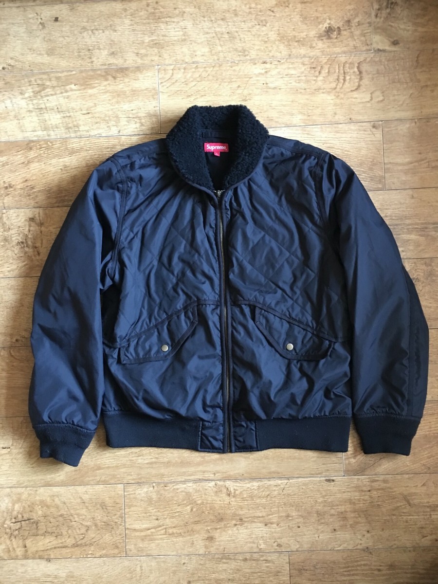 Supreme Quilted Nylon Tanker Jacket Black Size L Large FW16 | eBay 