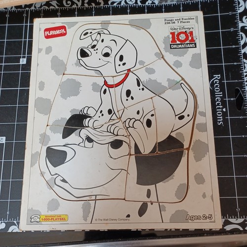 USED vintage  wooden puzzle Playskool 101 Dalmations Disney Pongo Freckles Dog 