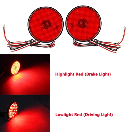 2x Red Lens LED Rear Bumper Reflector Tail Stop Brake Lights Lamp For 2008 2009 2010 Toyota Highlander 