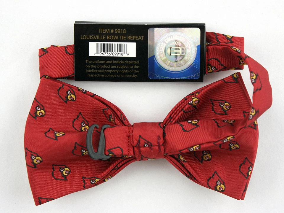 Pajarita roja Louisville Cardinals para hombre cuello ajustable logotipo universitario Foto 2 de 2