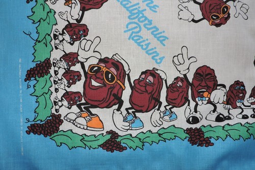Vintage 1988 California Raisons 23" quadratischer Schal - nie benutzt - Bild 3 von 7