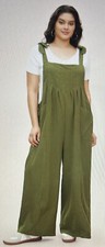 Pleated Detail Pocket Knotted Shoulder Overal Comfortable Jumpsuit Size 10L