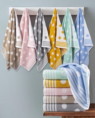 Luxury Dots Jacquard Cotton Towel Supersoft Plush Absorbent Hand Bath  Towels