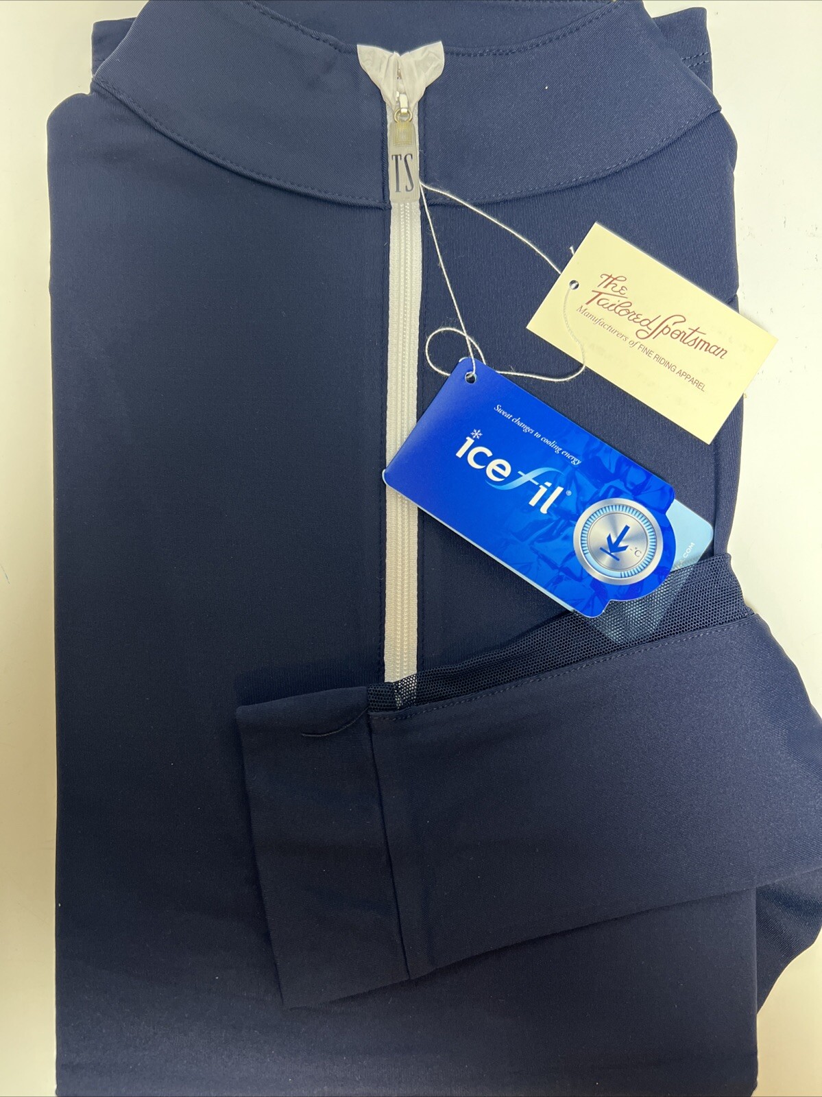 The Tailored Sportsman Icefil Long Sleeve Riding Shirt Navy/ White Small 
