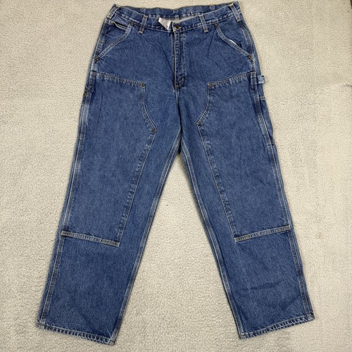 Carhartt Double Knee Loose Fit Jeans Mens 36x30 (34x30) Blue Denim B73 DST