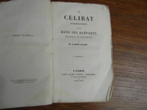 Seltene Broschüre Abbé JAGER LE CIRCHLICHER ZÖLIBAT GAUME 1835 - Bild 2 von 3