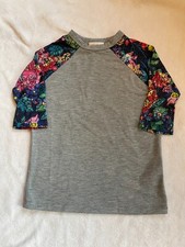 LuLaRoe size 2 Sloan kids tee multicolor floral flowers EUC