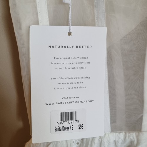 SABO SKIRT White Mini Dress SALITA Sz S RRP $98 NEW WITH TAGS BNWT Broderie - Picture 6 of 17