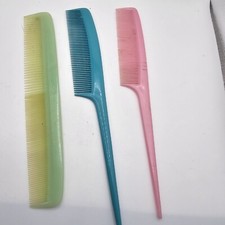 Vintage Combs Retro Rat Tail And Straight Comb Lot Of Three Hair Detangler