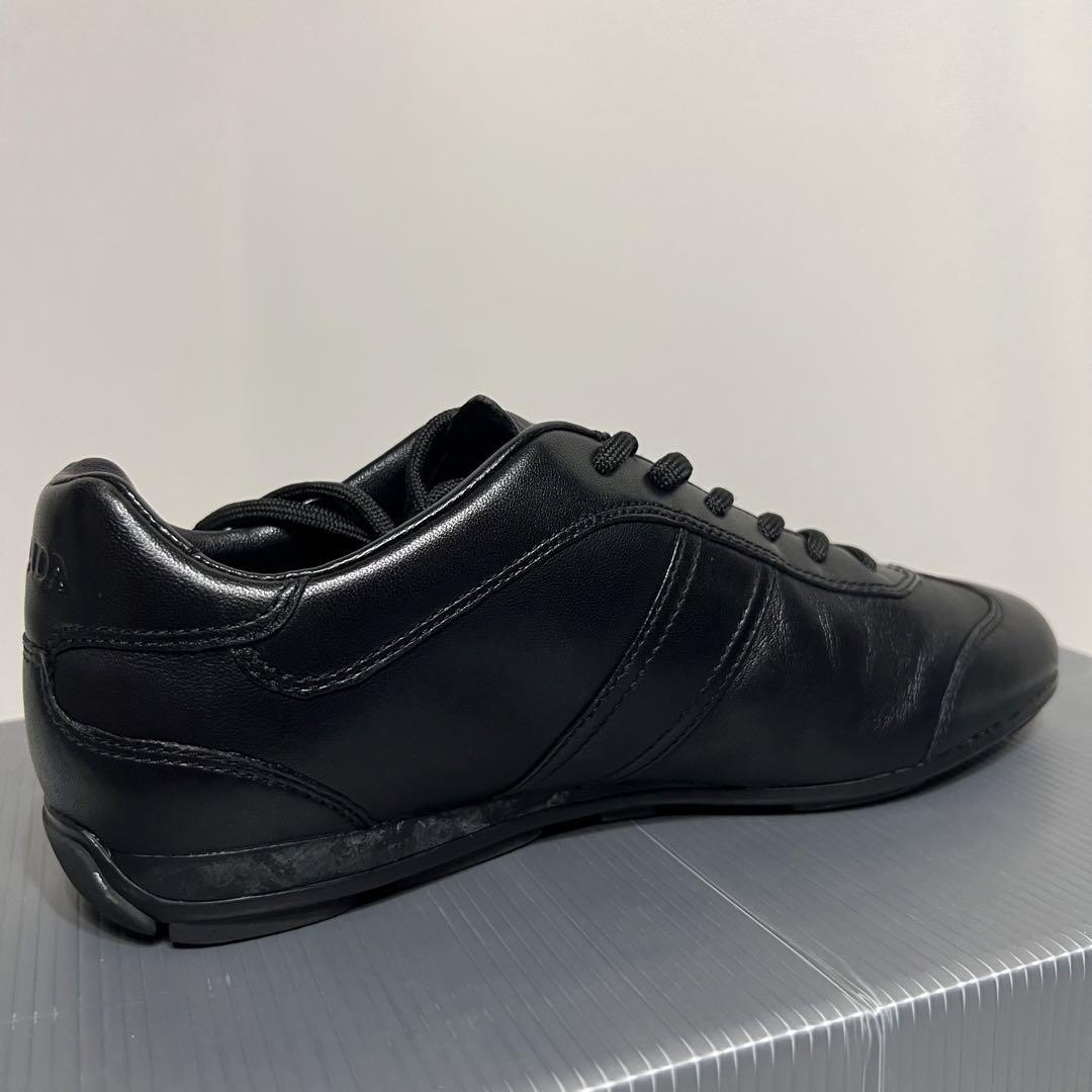Prada Leather Sneakers Black Logo Embossed | eBay
