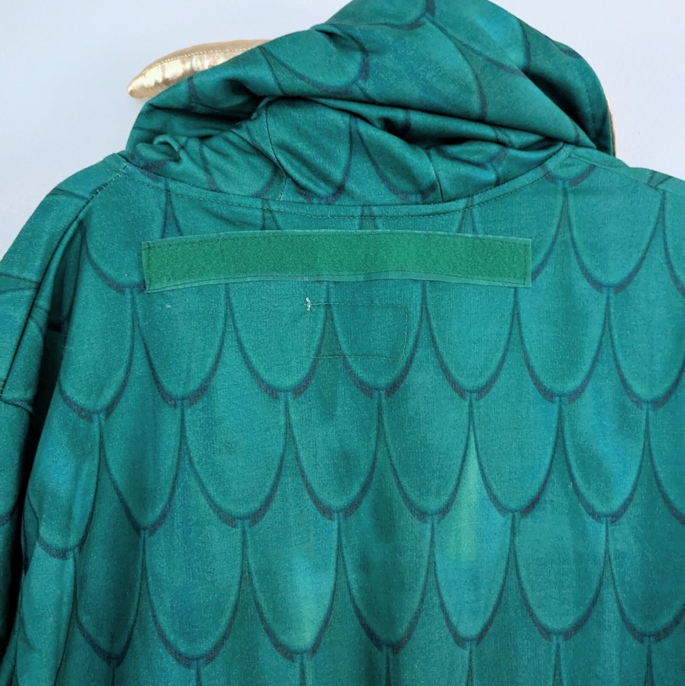 Green Dragon Jumpsuit Costume Tipsy Elves Padded Tail Hood w/Horns Mens