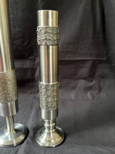 lot (2) vase sculptural brutaliste acier années 70 Allemagne vase acier fait main - Photo 2 sur 7
