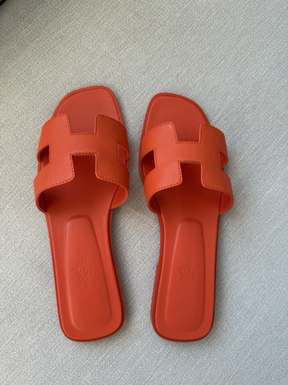 Hermes Oran Sandal Size 37 (Orange Poppy) 
