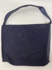 VTG MARDANE 1940  s Black Corde 9  Handle Handbag Rayon