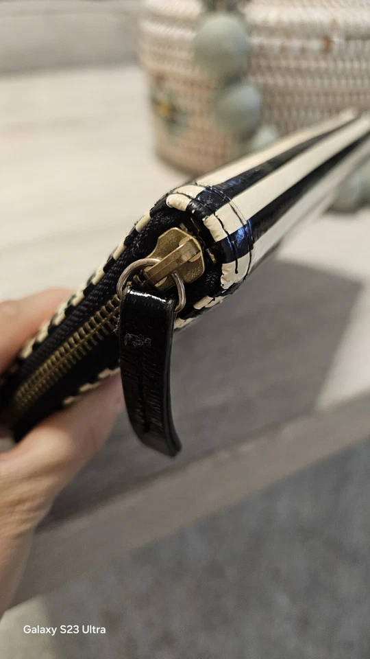 Cartera de viaje halógena de cuero pata de gallo con cremallera alrededor ranura para tarjetas múltiples pasaporte Foto 4 de 4