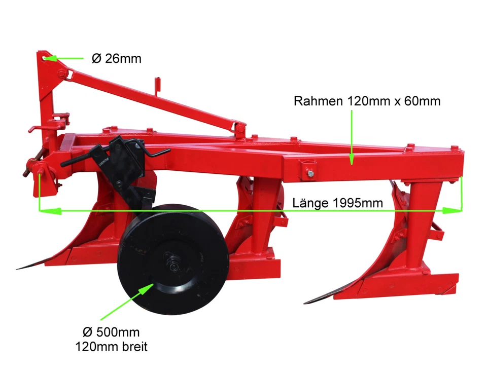Dreischar Pflug Beetpflug Kat 2 Ackerpflug 3 Schar Pflug 30 cm 👩🌾 ab 80 PS - Bild 3 von 4