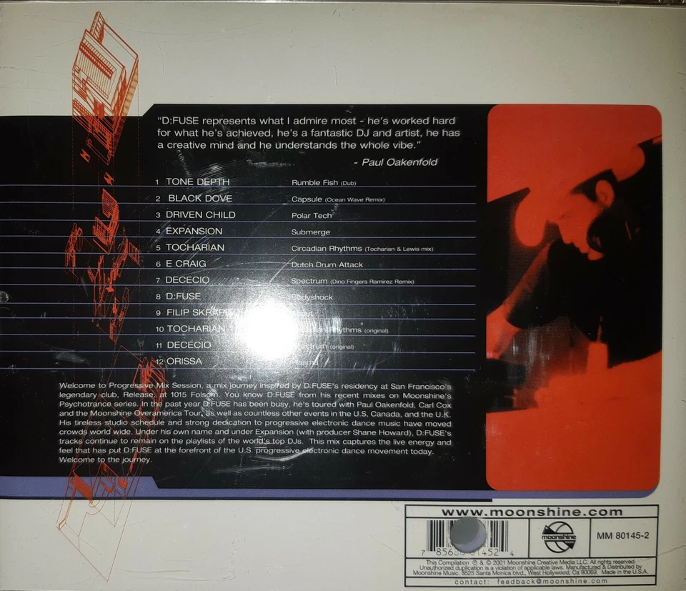 D:Fuse - Progressive Mix Session  1.0. CD. Near Mint Condition.  - Image 2 of 3