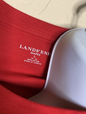LAND'S END Women's 100%Cotton Shaped Tee Top L Red | eBay
